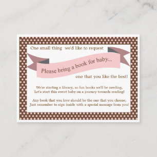 Roze Baby shower Boek Invoegen Verzoek Kaart voor