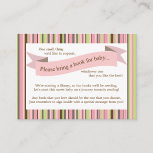 Roze Baby shower Boek Invoegen Verzoek Kaart voor
