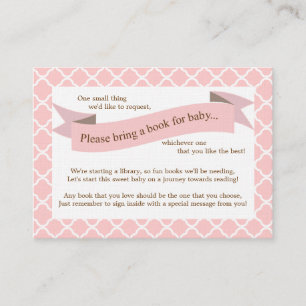 Roze Baby shower Boek Invoegen Verzoek Kaart voor 