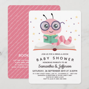 Roze Baby shower boekenboek Kaart