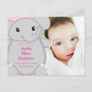 Roze Baby shower Briefkaart
