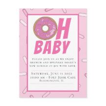 Roze Baby shower Briefkaart Uitnodiging