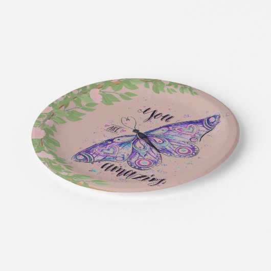 roze baby shower bruiloft effen aangepaste papier papieren bordje (Gekanteld)