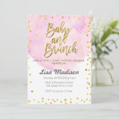Roze Baby shower Brunch Uitnodiging (Staand voorkant)