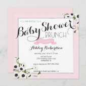 Roze Baby shower Brunch Uitnodiging (Voorkant / Achterkant)