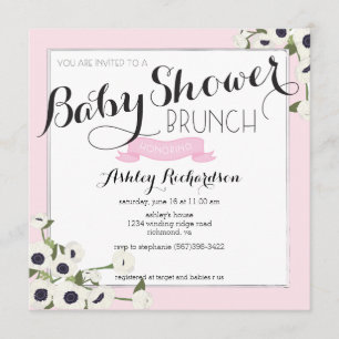 Roze Baby shower Brunch Uitnodiging