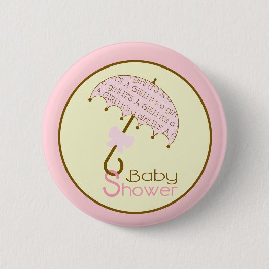 Roze Baby shower Button - Umbrella (Voorkant)