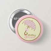 Roze Baby shower Button - Umbrella (Voorkant /achterkant)