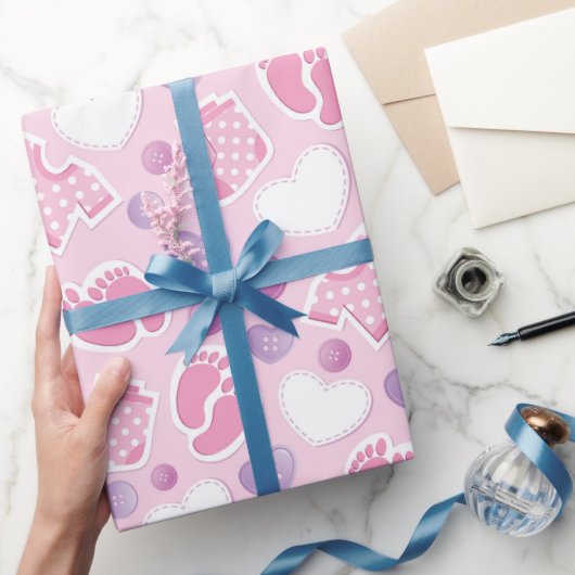 Roze Baby shower Cadeaupapier (Geschenken)