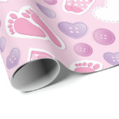 Roze Baby shower Cadeaupapier (Rol Hoek)