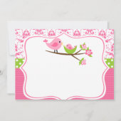 Roze Baby shower Damask Kaart (Achterkant)