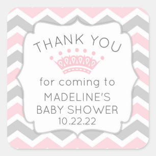 Roze baby shower dank je wel sticker