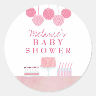 Roze Baby shower Dessert Table Label Label sticker