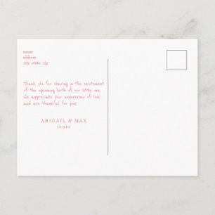 Roze Baby shower Echografie Dank u Briefkaart