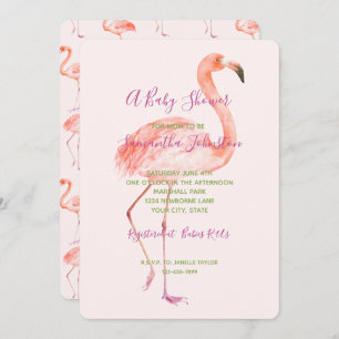 Roze Baby shower Flamingo Kaart