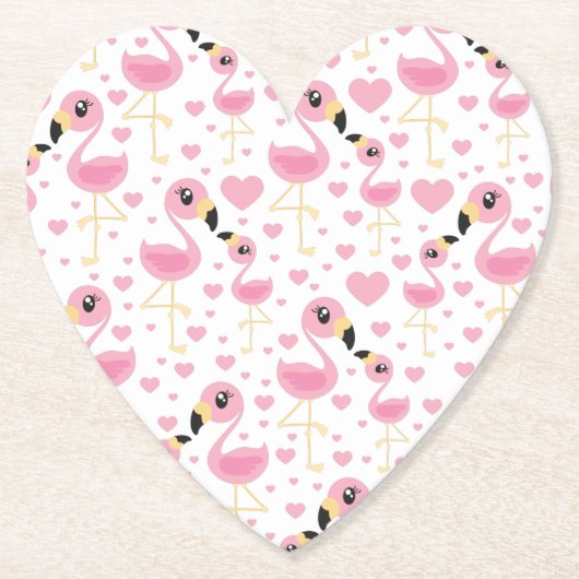 Roze Baby shower Flamingo Kartonnen Onderzetters (Voorkant)