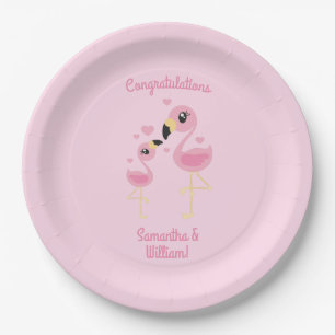 Roze Baby shower Flamingo Papieren Bordje