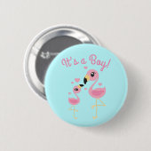 Roze Baby shower Flamingo Ronde Button 5,7 Cm (Voorkant /achterkant)