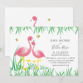 Roze Baby shower Flamingos Invite Kaart (Voorkant / Achterkant)