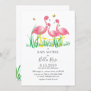 Roze Baby shower Flamingos Invite Kaart