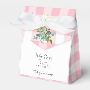 Roze Baby shower Gingham Dank je wel voor de doos Bedankdoosjes