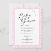 Roze Baby shower Gingham Kaart (Voorkant)
