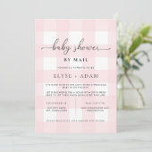 Roze Baby shower Gingham per post Kaart (Staand voorkant)