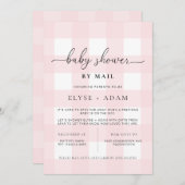 Roze Baby shower Gingham per post Kaart (Voorkant / Achterkant)
