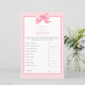 Roze Baby shower Gingham raad het prijsspel (Staand voorkant)