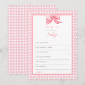 Roze Baby shower Gingham Wishes for Baby Kaart (Voorkant / Achterkant)