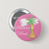 Roze baby shower giraraffe badges ronde button 5,7 cm (Voorkant /achterkant)