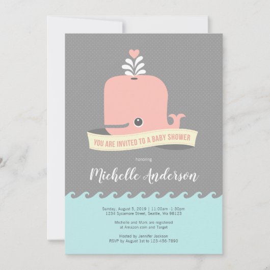 Roze Baby shower Kaart (Voorkant)