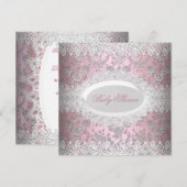 roze Baby shower Lace Damask Kaart (Voorkant / Achterkant)