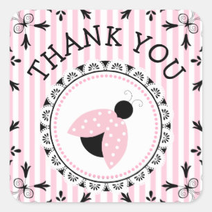 Roze Baby shower Ladybug Girl Vierkante Sticker