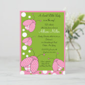 Roze Baby shower Ladybug Kaart (Staand voorkant)