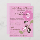 Roze Baby shower Ladybug uitnodigen Kaart (Voorkant / Achterkant)