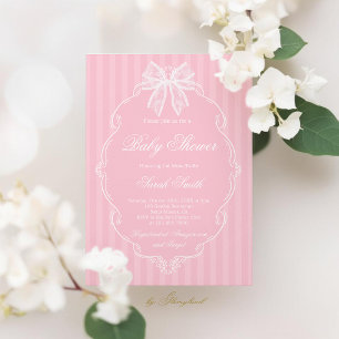 Roze Baby Shower Meisje met Kant Kaart