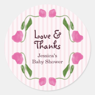 Roze baby shower met bloementuin thema: Liefde en Ronde Sticker