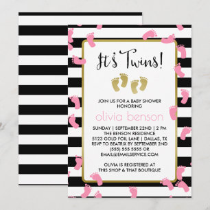Roze Baby shower met zwarte en gouden tinten Kaart