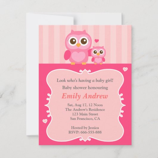 Roze baby shower, mummy en kind kaart (Voorkant)
