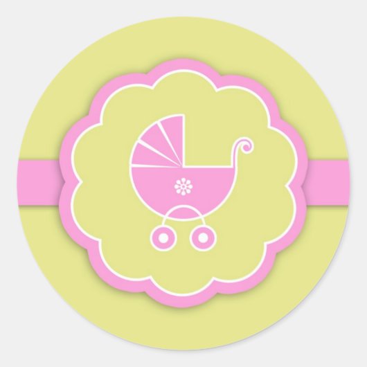 Roze Baby shower Nieuwe Baby Meisje Sticker (Voorkant)