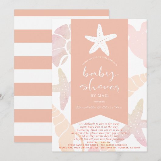 Roze Baby shower per post Kaart (Voorkant / Achterkant)
