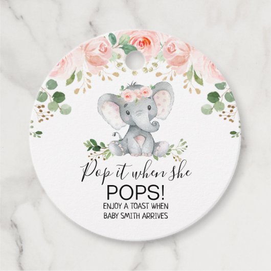 Roze Baby shower Pop Bedankjes Labels (Voorkant)