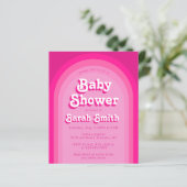 Roze Baby shower Retro Arch Budget Meisje Invitati (Staand voorkant)