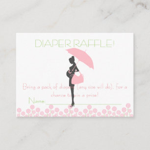 Roze Baby shower Silhouette Luier Raffle Tickets Informatiekaartje