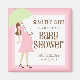 Roze Baby shower slaat de datum op Magneet