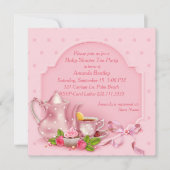 Roze Baby shower Tea Party Uitnodiging (Voorkant)