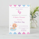 Roze Baby shower Uitnodiging (Staand voorkant)