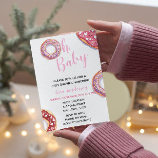 Roze Baby shower Uitnodiging