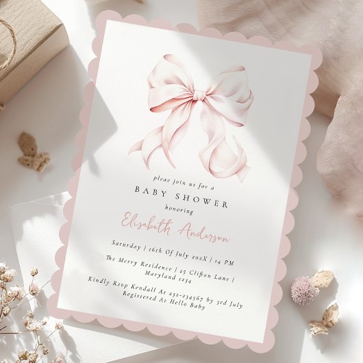 Roze Baby shower Uitnodiging